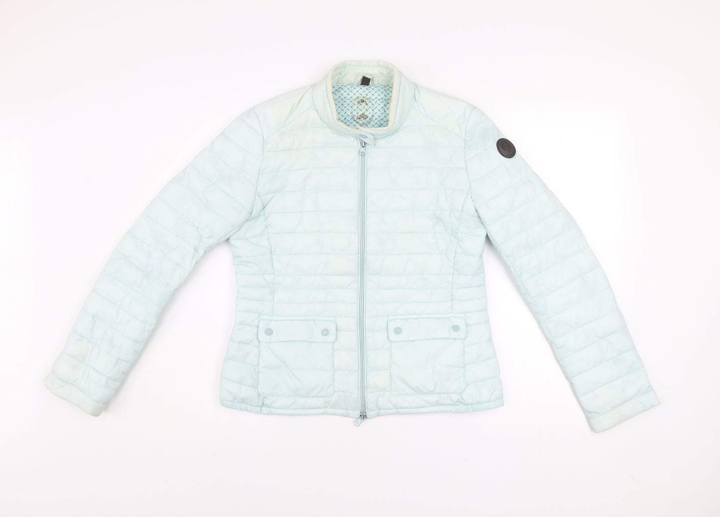 Ganesh Womens Blue Quilted Puffer Jacket Size 10 Lightweight