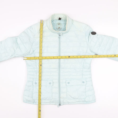 Ganesh Womens Blue Quilted Puffer Jacket Size 10 Lightweight