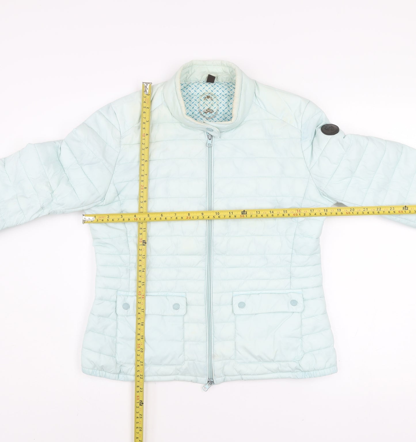 Ganesh Womens Blue Quilted Puffer Jacket Size 10 Lightweight