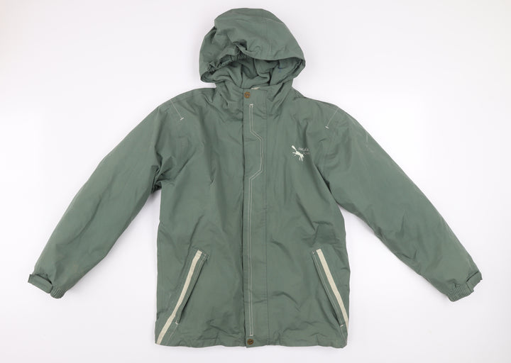 Outdoor Scene Boys Green Hooded Parka Jacket Age 12 Years Waterproof Fleece Lined