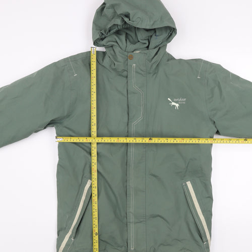 Outdoor Scene Boys Green Hooded Parka Jacket Age 12 Years Waterproof Fleece Lined