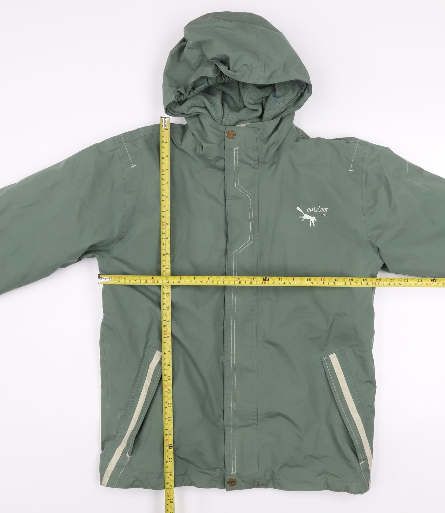 Outdoor Scene Boys Green Hooded Parka Jacket Age 12 Years Waterproof Fleece Lined