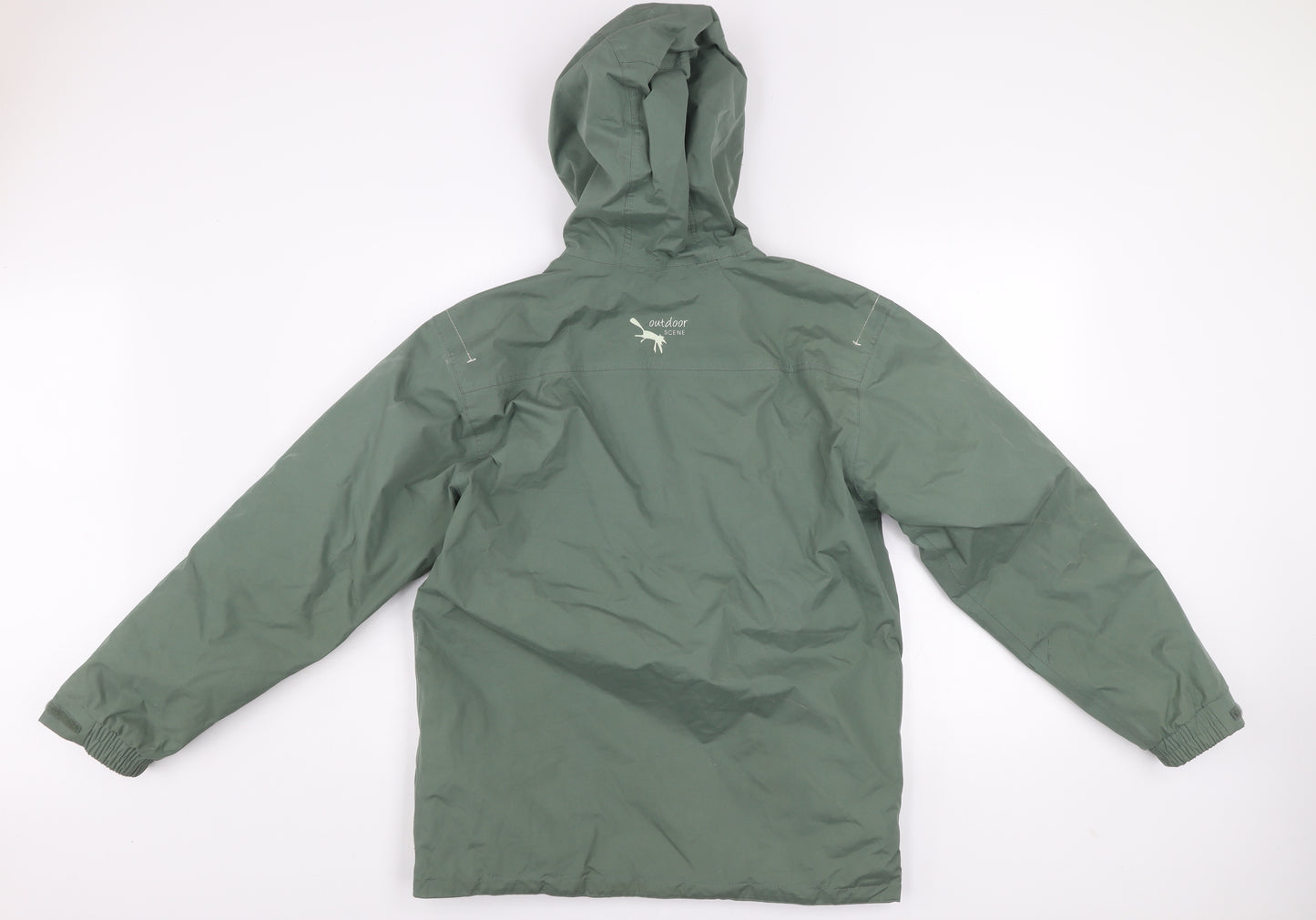 Outdoor Scene Boys Green Hooded Parka Jacket Age 12 Years Waterproof Fleece Lined
