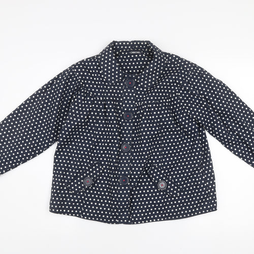 Cherokee Girls Blue Polka Dot Cotton Coat 13-14 Years Lined Button Jacket