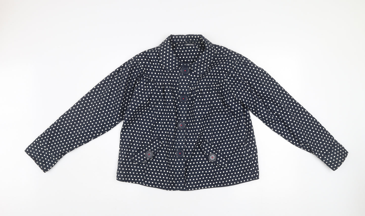 Cherokee Girls Blue Polka Dot Cotton Coat 13-14 Years Lined Button Jacket