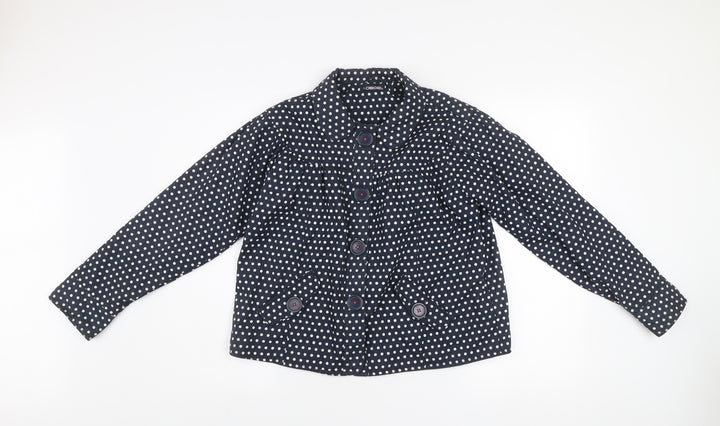 Cherokee Girls Blue Polka Dot Cotton Coat 13-14 Years Lined Button Jacket