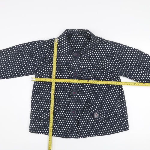Cherokee Girls Blue Polka Dot Cotton Coat 13-14 Years Lined Button Jacket