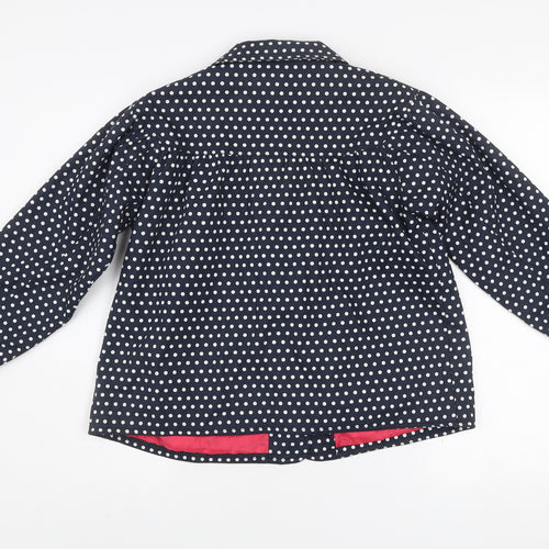 Cherokee Girls Blue Polka Dot Cotton Coat 13-14 Years Lined Button Jacket