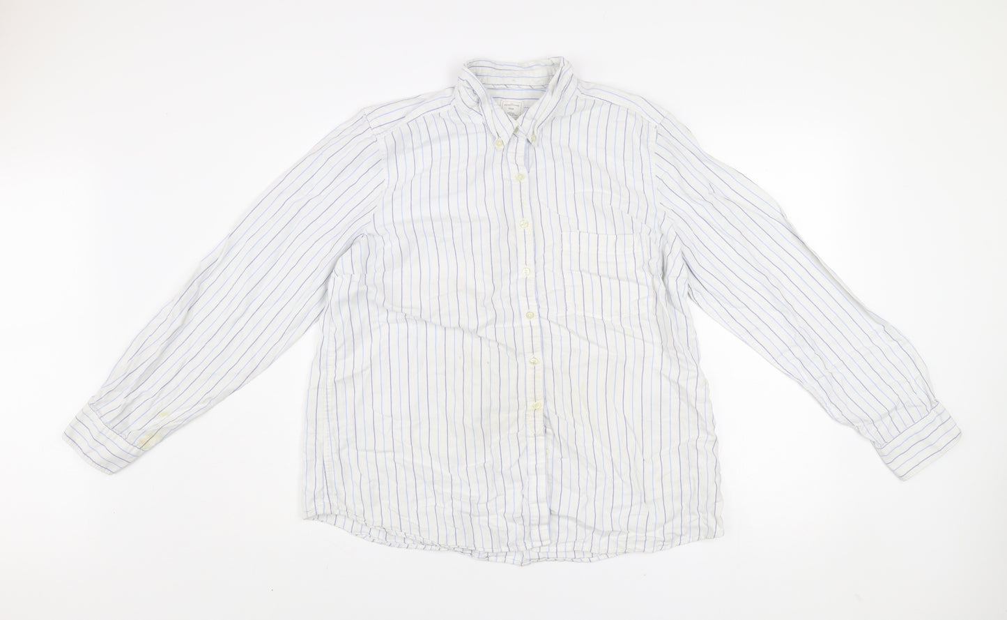 Gap Men's White Striped XL Relaxed Fit Button-Up Cotton Shirt
