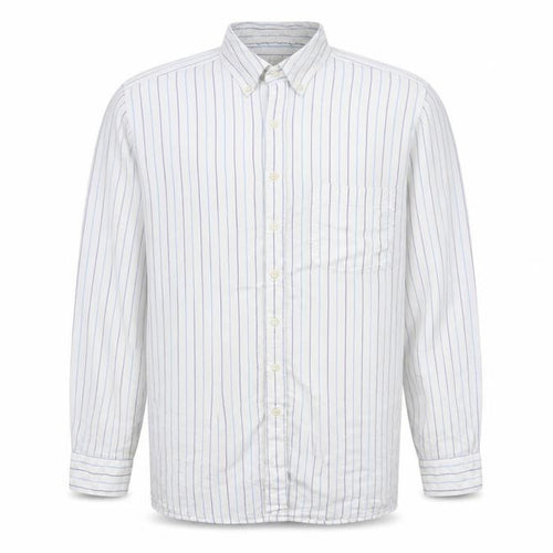Gap Men's White Striped XL Relaxed Fit Button-Up Cotton Shirt