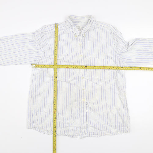 Gap Men's White Striped XL Relaxed Fit Button-Up Cotton Shirt