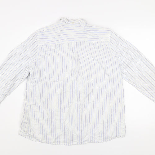Gap Men's White Striped XL Relaxed Fit Button-Up Cotton Shirt