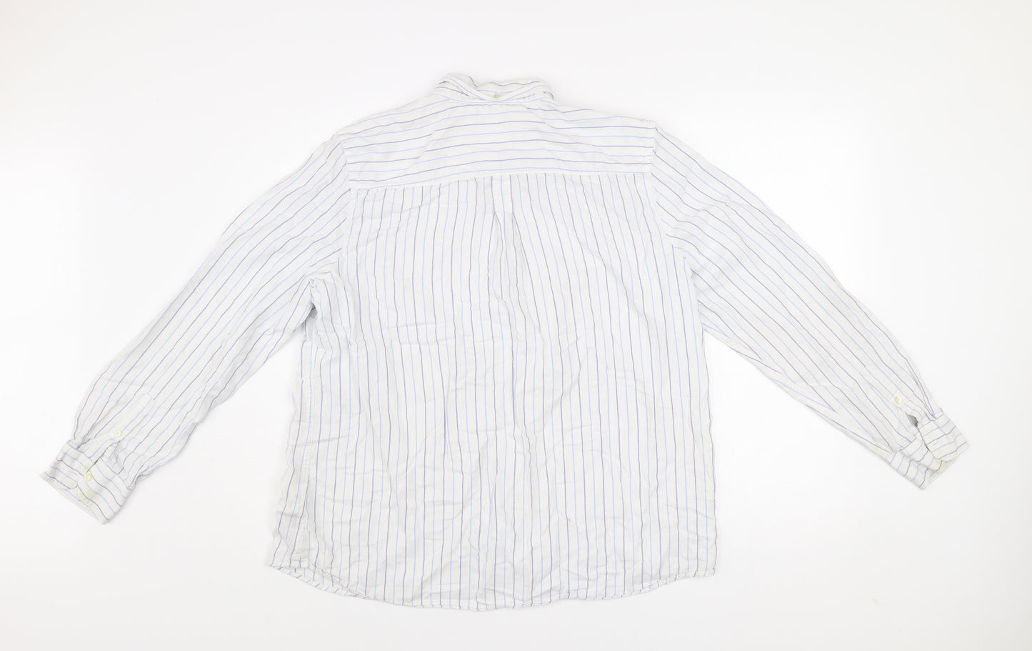 Gap Men's White Striped XL Relaxed Fit Button-Up Cotton Shirt