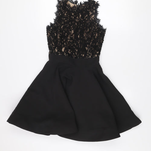 KYLIN WANG Women’s Black Lace Fit & Flare Sleeveless Short Dress Size S