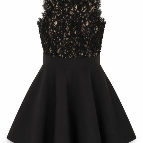KYLIN WANG Women’s Black Lace Fit & Flare Sleeveless Short Dress Size S