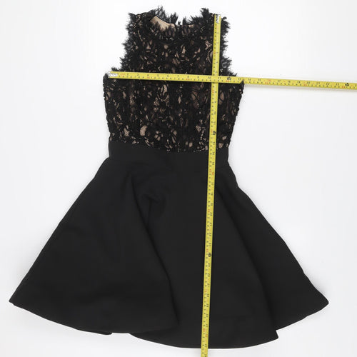 KYLIN WANG Women’s Black Lace Fit & Flare Sleeveless Short Dress Size S