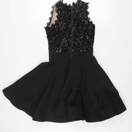 KYLIN WANG Women’s Black Lace Fit & Flare Sleeveless Short Dress Size S