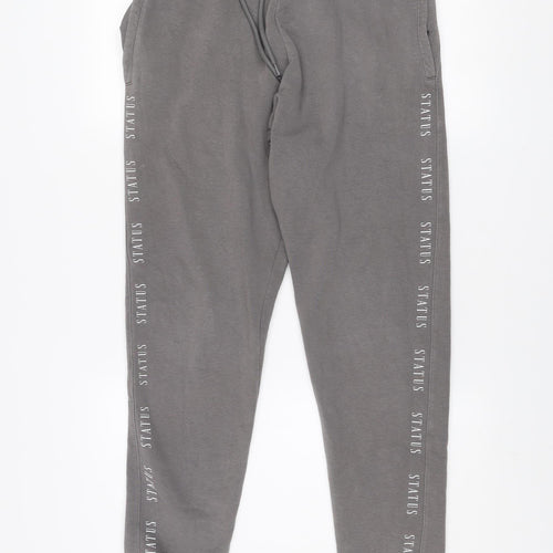 Status Mens Grey Medium Jogger Sweatpants with Side Stripe Detail
