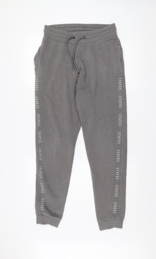 Status Mens Grey Medium Jogger Sweatpants with Side Stripe Detail
