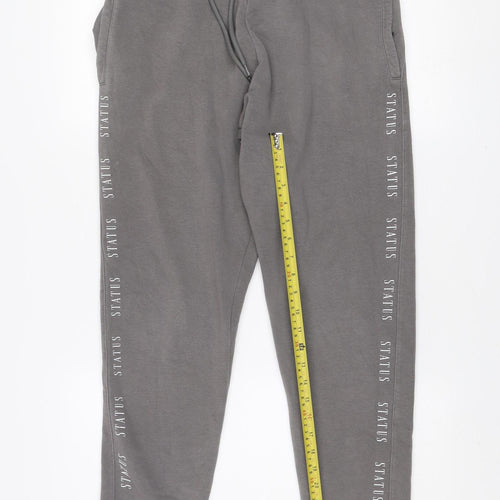Status Mens Grey Medium Jogger Sweatpants with Side Stripe Detail