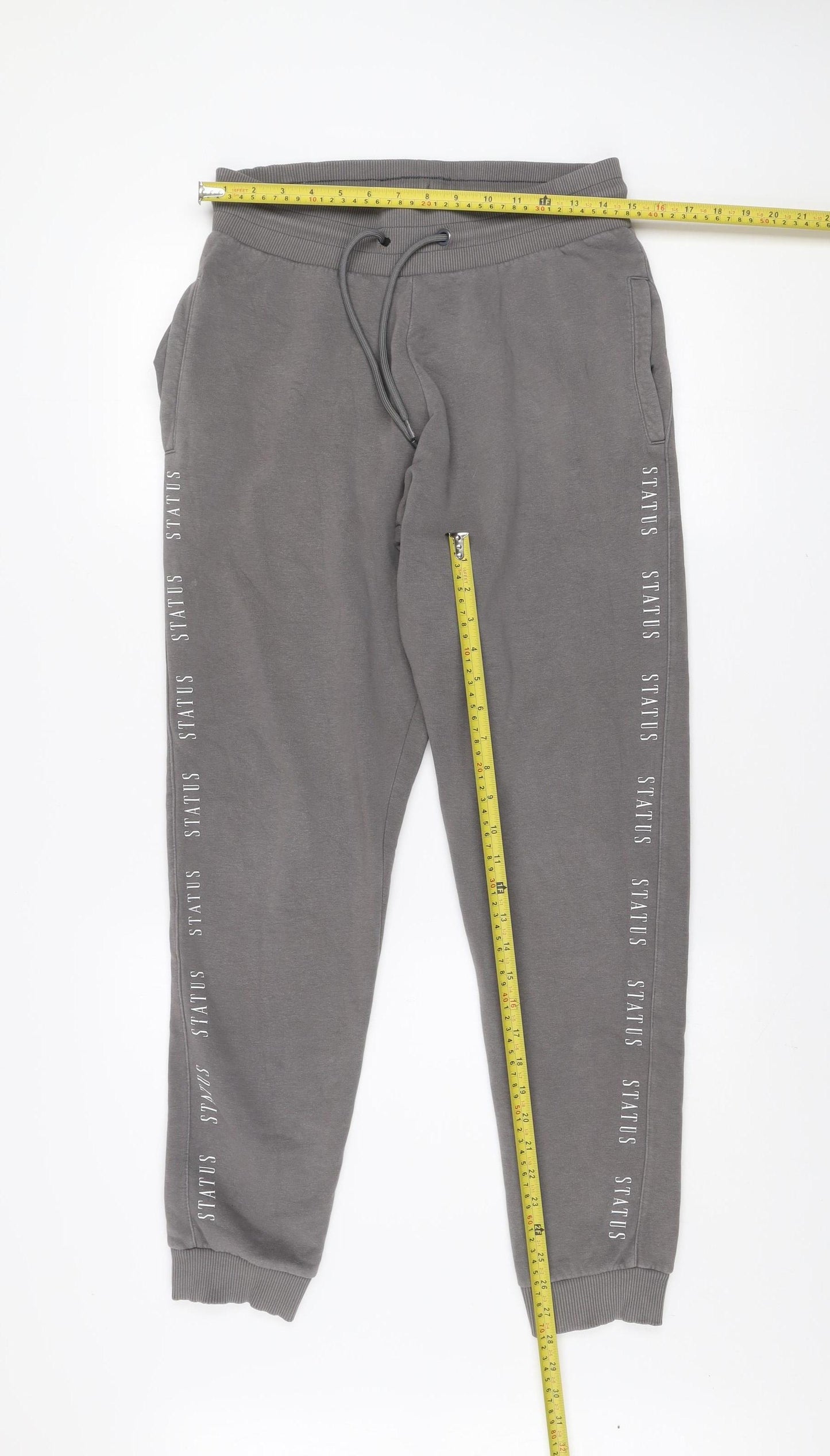 Status Mens Grey Medium Jogger Sweatpants with Side Stripe Detail