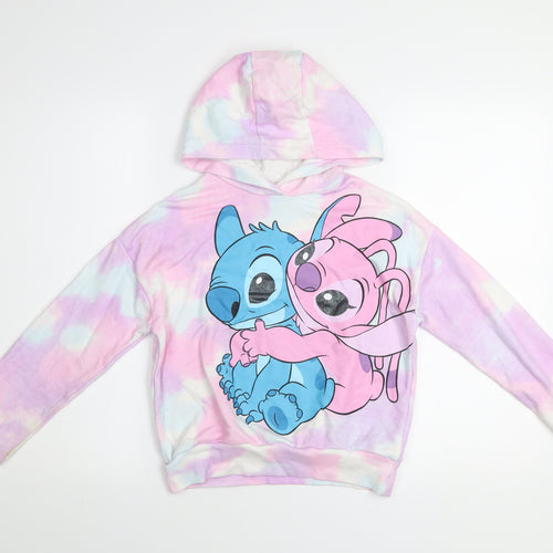 Disney Girls Multicoloured Tie Dye Stitch Pullover Hoodie 10-11 Years