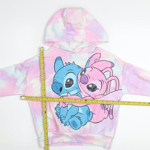 Disney Girls Multicoloured Tie Dye Stitch Pullover Hoodie 10-11 Years