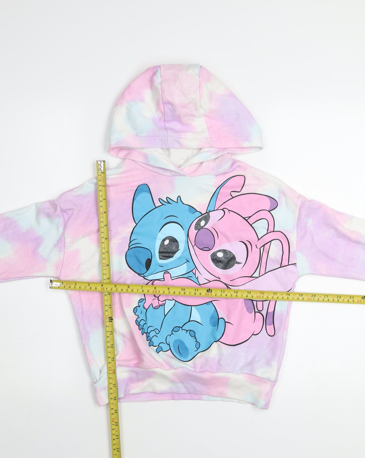 Disney Girls Multicoloured Tie Dye Stitch Pullover Hoodie 10-11 Years