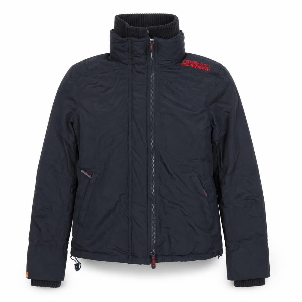 Front view of Superdry Women Black Large Double Black Label Full Zip Jacket