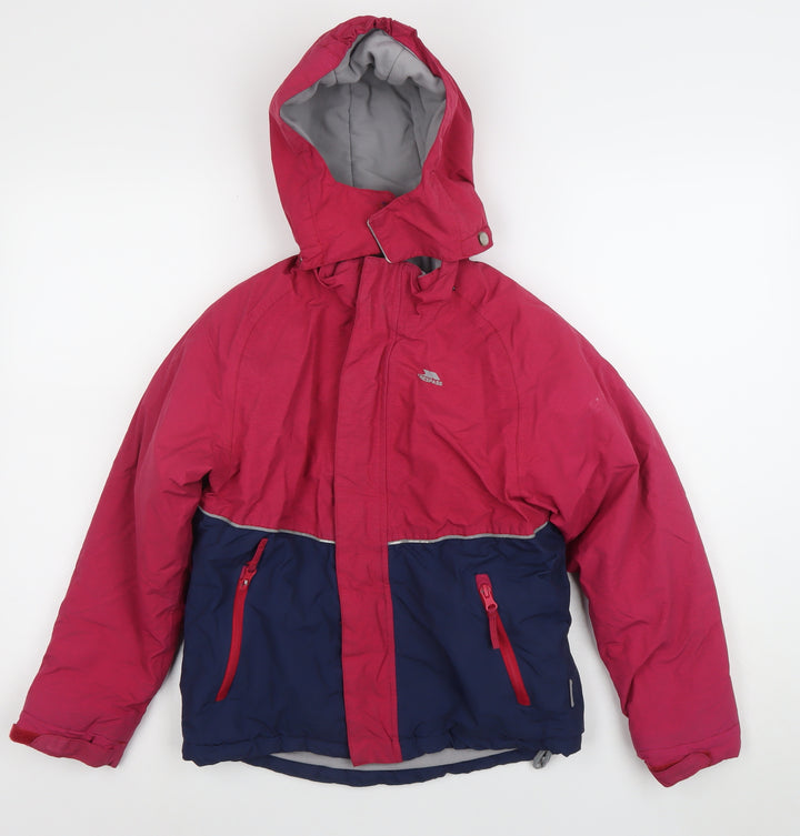 Trespass Boys Red & Blue Waterproof Hooded Puffer Jacket 9-10 Years