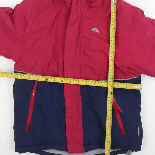 Trespass Boys Red & Blue Waterproof Hooded Puffer Jacket 9-10 Years