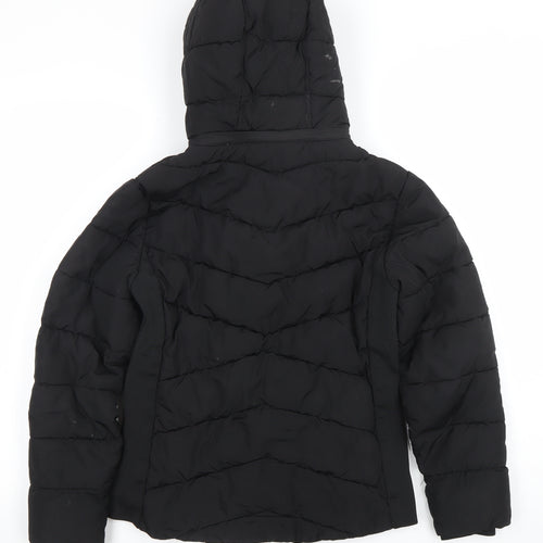 Diesel Women's Black XS Puffer Jacket Hooded Quilted Winter Coat