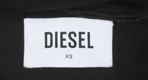 Diesel Women's Black XS Puffer Jacket Hooded Quilted Winter Coat