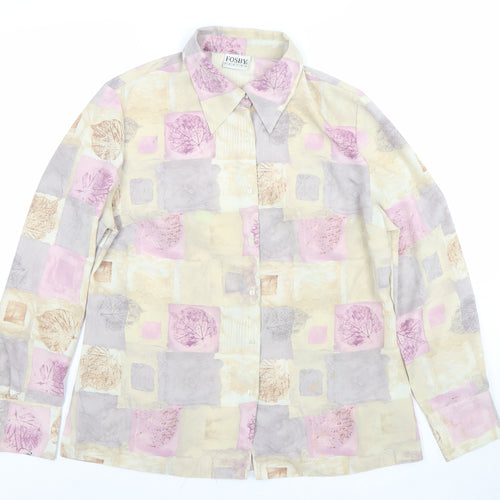 Fosby Design Women's Multicoloured Button-Up Shirt UK 12 Long Sleeve Polyester