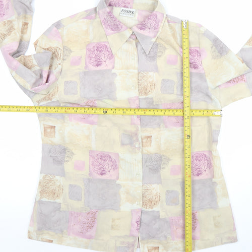 Fosby Design Women's Multicoloured Button-Up Shirt UK 12 Long Sleeve Polyester