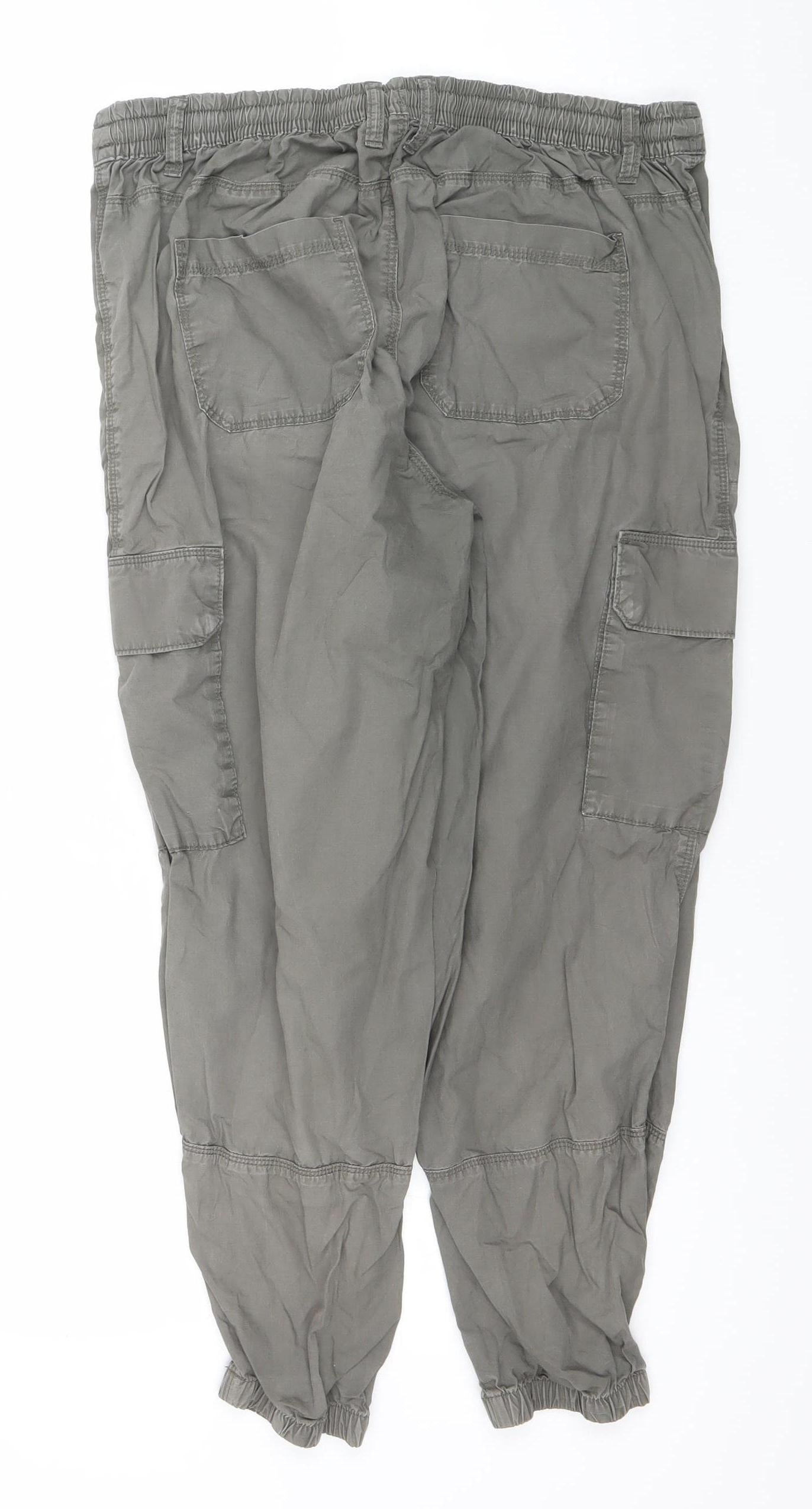 Marks and Spencer Women's Grey Cargo Trousers Size 12 Relaxed Fit