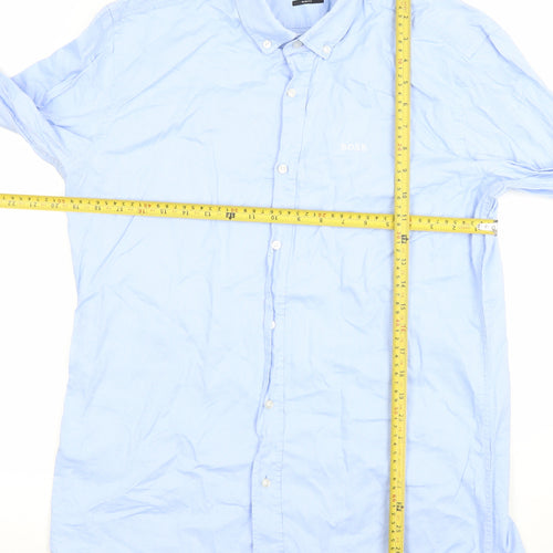 Hugo Boss Men's Blue Slim Fit Long Sleeve Cotton Dress Shirt L 41cm