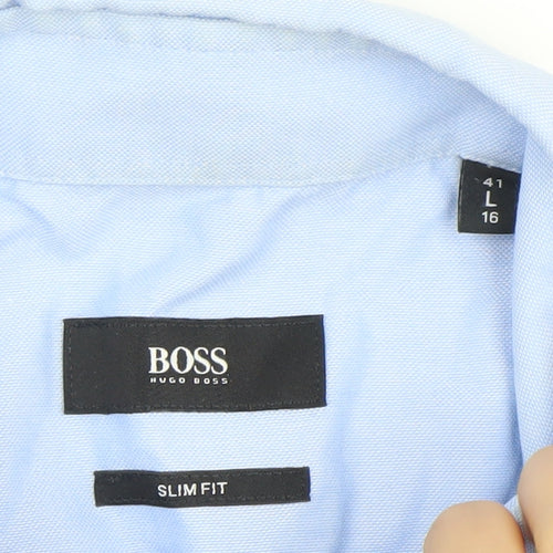 Hugo Boss Men's Blue Slim Fit Long Sleeve Cotton Dress Shirt L 41cm