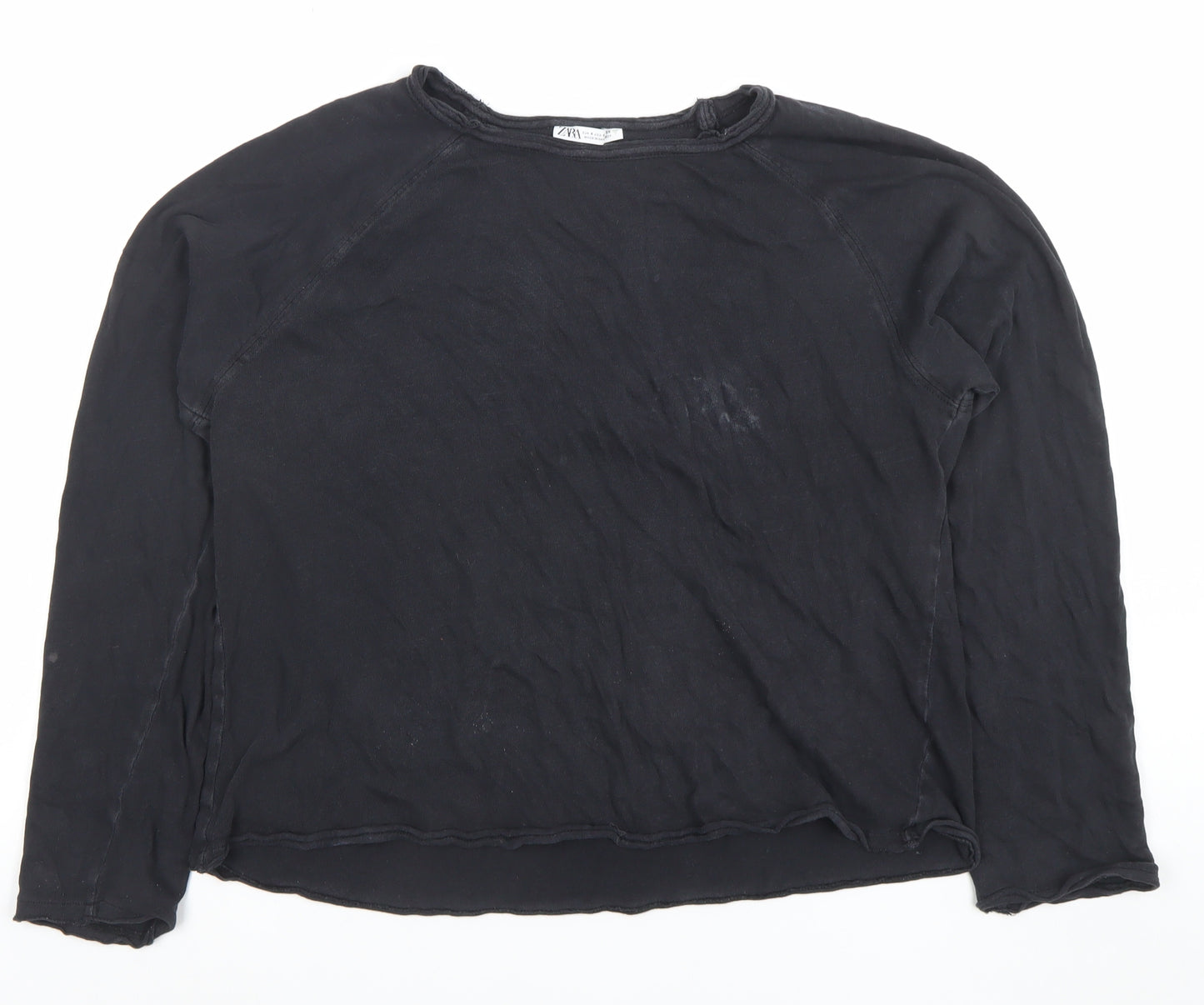 ZARA Women's Black Long Sleeve Basic Cotton T-Shirt Size S