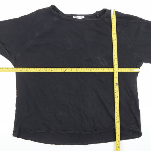 ZARA Women's Black Long Sleeve Basic Cotton T-Shirt Size S