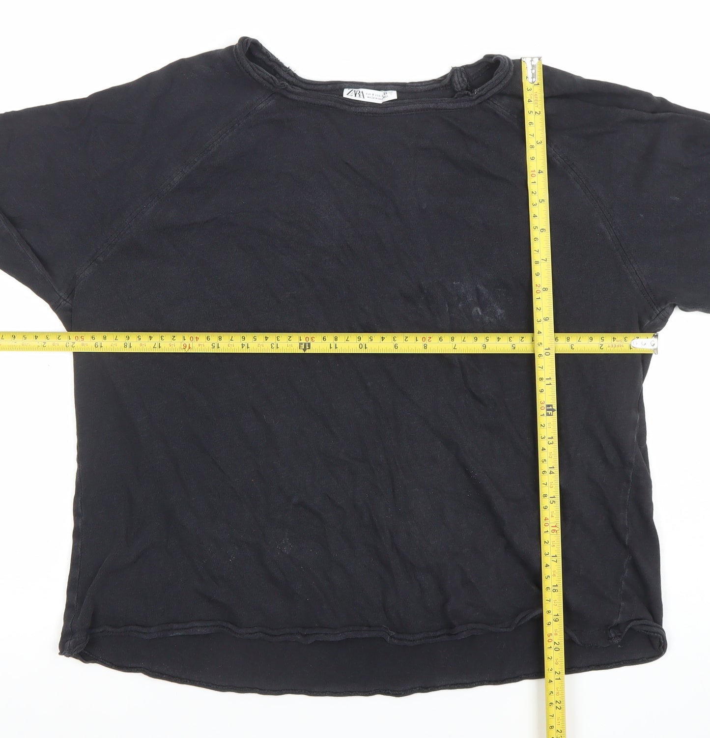 ZARA Women's Black Long Sleeve Basic Cotton T-Shirt Size S