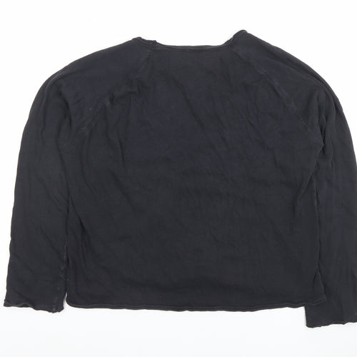 ZARA Women's Black Long Sleeve Basic Cotton T-Shirt Size S