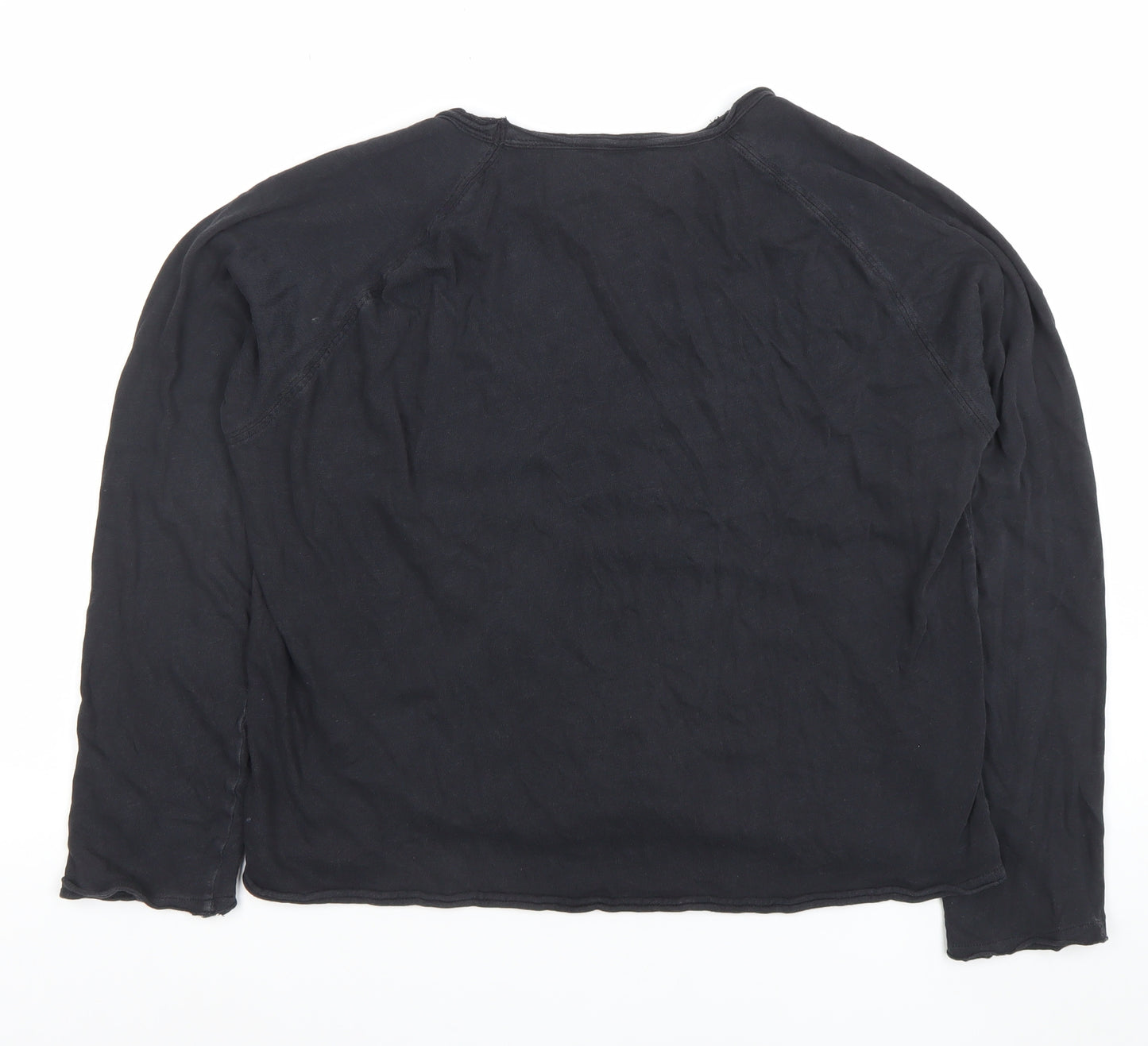 ZARA Women's Black Long Sleeve Basic Cotton T-Shirt Size S