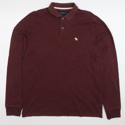 Abercrombie & Fitch Men's Brown Long Sleeve Stretch Polo Shirt Size L