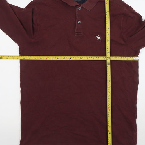 Abercrombie & Fitch Men's Brown Long Sleeve Stretch Polo Shirt Size L