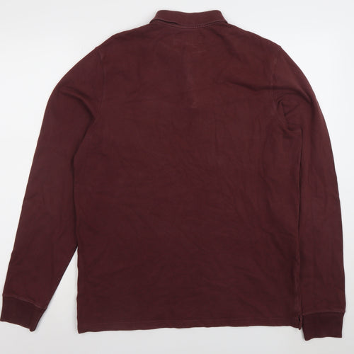 Abercrombie & Fitch Men's Brown Long Sleeve Stretch Polo Shirt Size L
