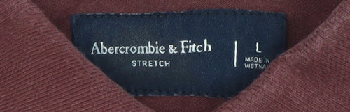 Abercrombie & Fitch Men's Brown Long Sleeve Stretch Polo Shirt Size L