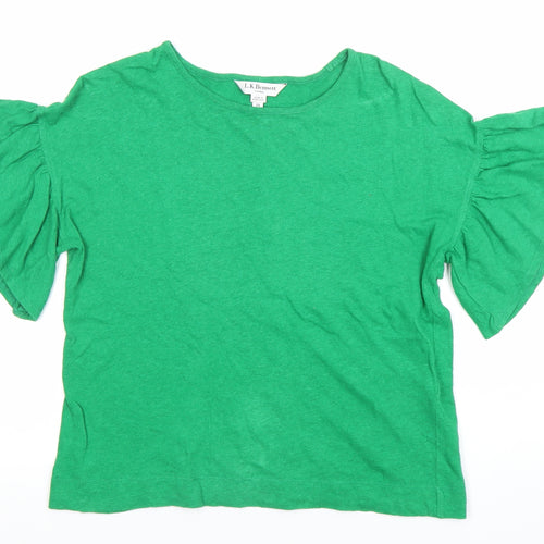 L.K. Bennett Women’s Green Flutter Sleeve Cotton Blend T-Shirt XS