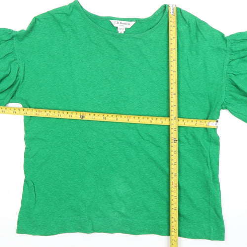 L.K. Bennett Women’s Green Flutter Sleeve Cotton Blend T-Shirt XS