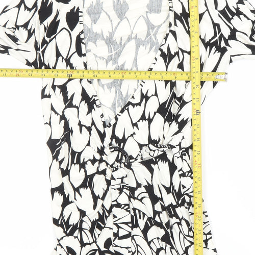 Marks and Spencer Womens Black Floral Wrap Jersey Blouse Size 10